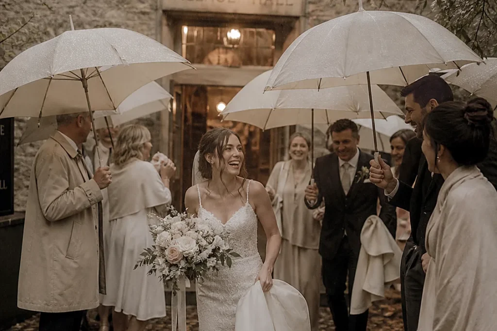 The wedding that moved indoors
